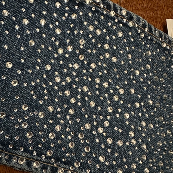 Rhinestone denim crop top - Picture 4 of 5
